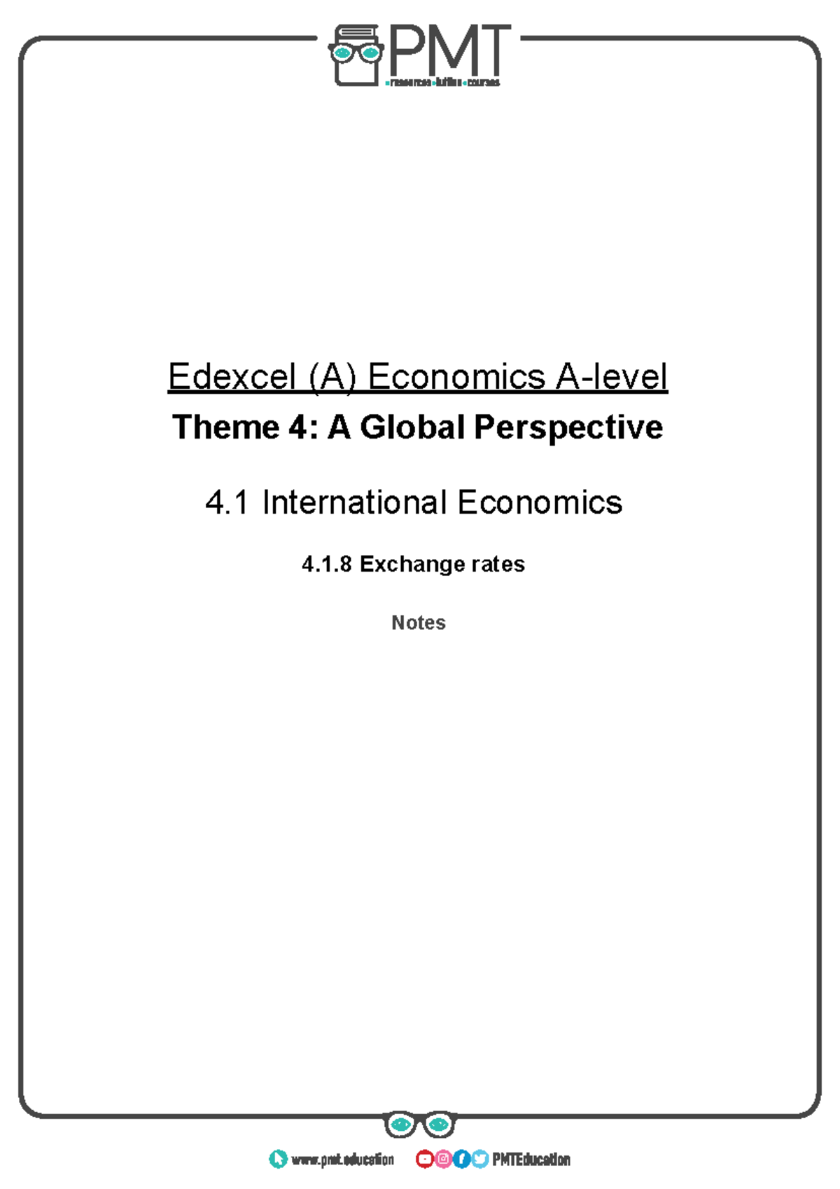 International economics 4.1.8 exchange rates notes and analysis - Studocu