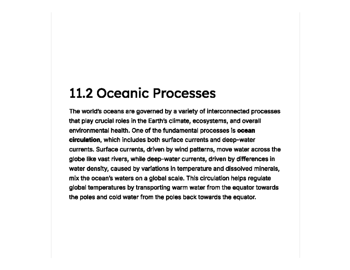 11.2 Oceanic Processes: Understanding Circulation, Waves, and ...