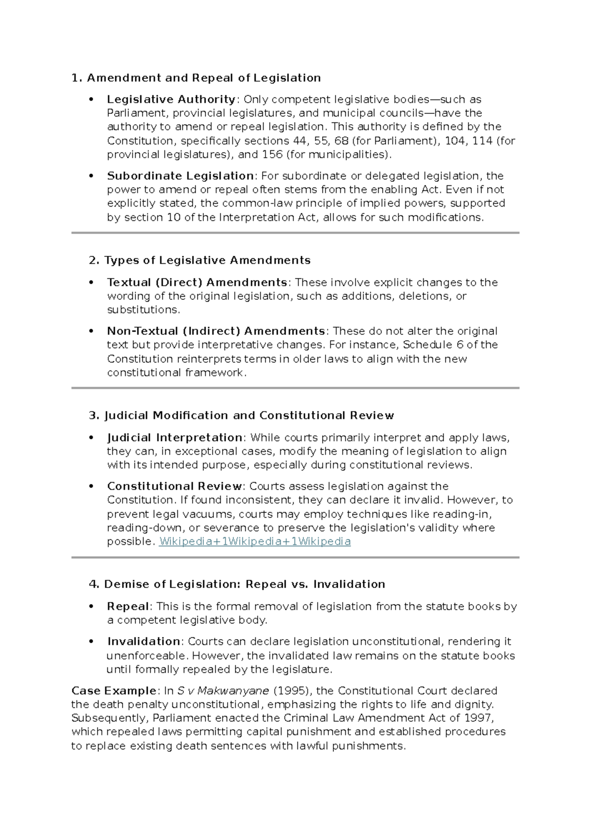 Unit 4 Summary: Amendment and Repeal of Legislation Insights - Studocu