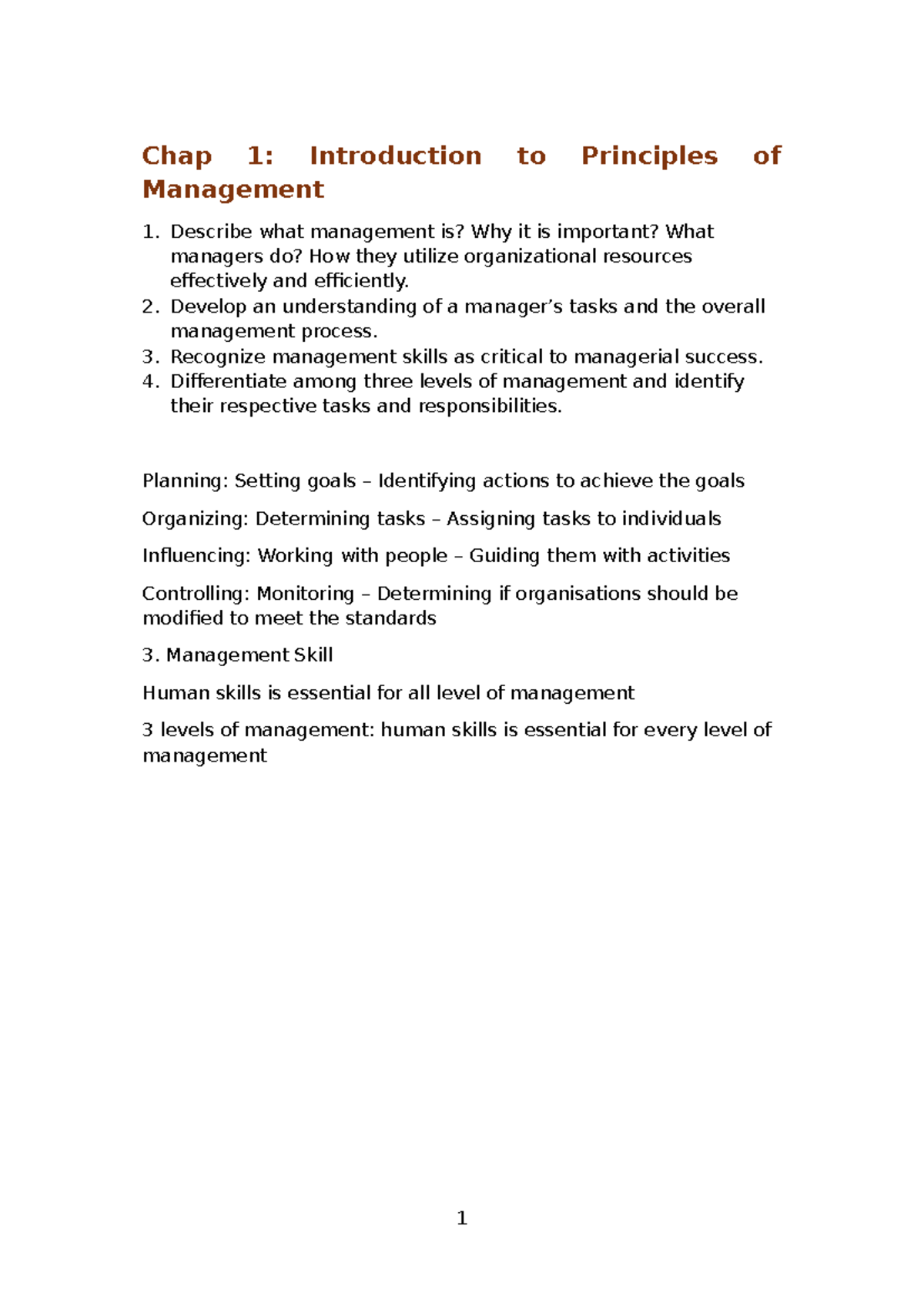 Chap 1-5: Intro to Management Principles & Theories (MGT101) - Studocu