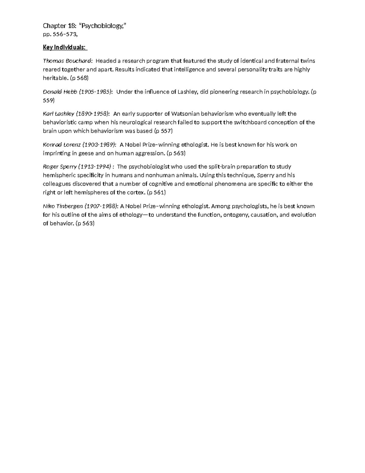 Psychobiology (Psyc 375) - Chapter 18: “Psychobiology,” pp. 556–573 ...