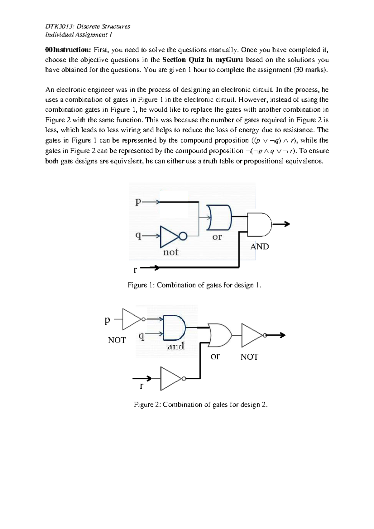 DTK3013: Discrete Structures Individual Assignment 1 Solutions - Studocu