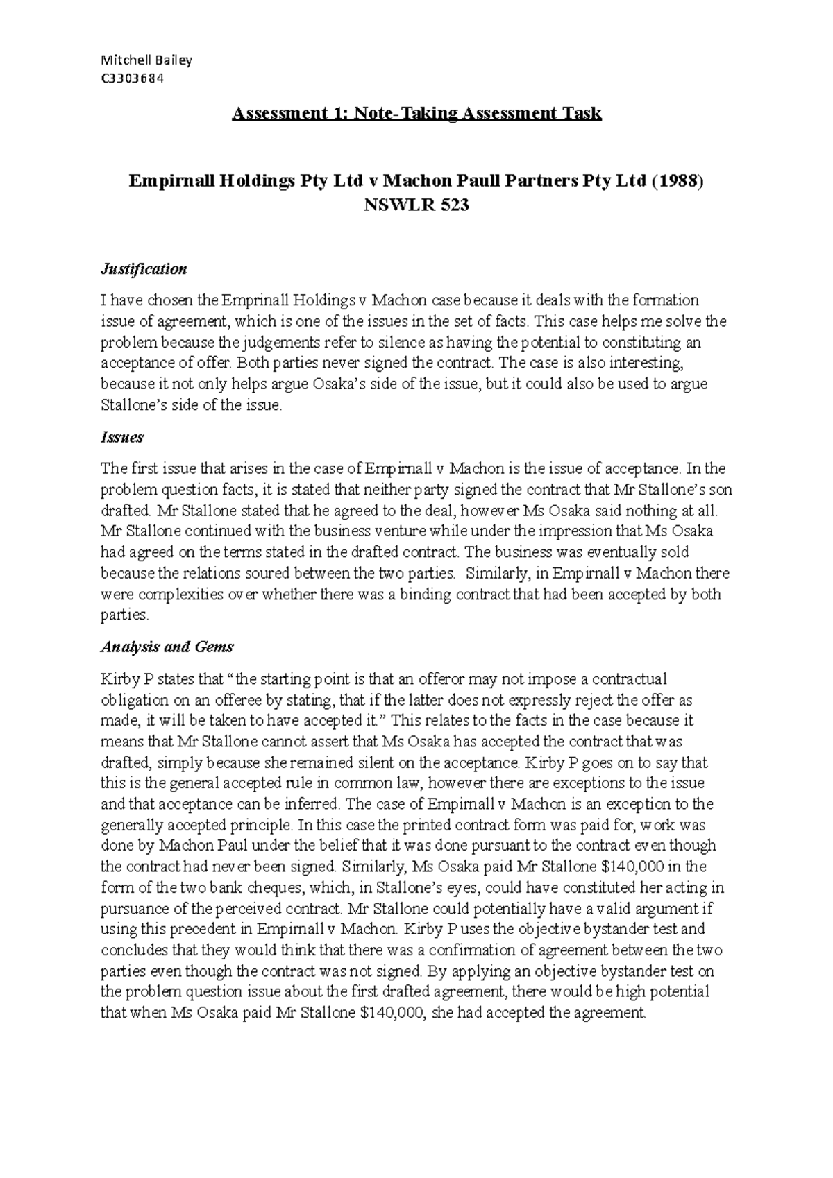 Assessment 1 - Lecture notes 4 - C Assessment 1: Note-Taking Assessment ...