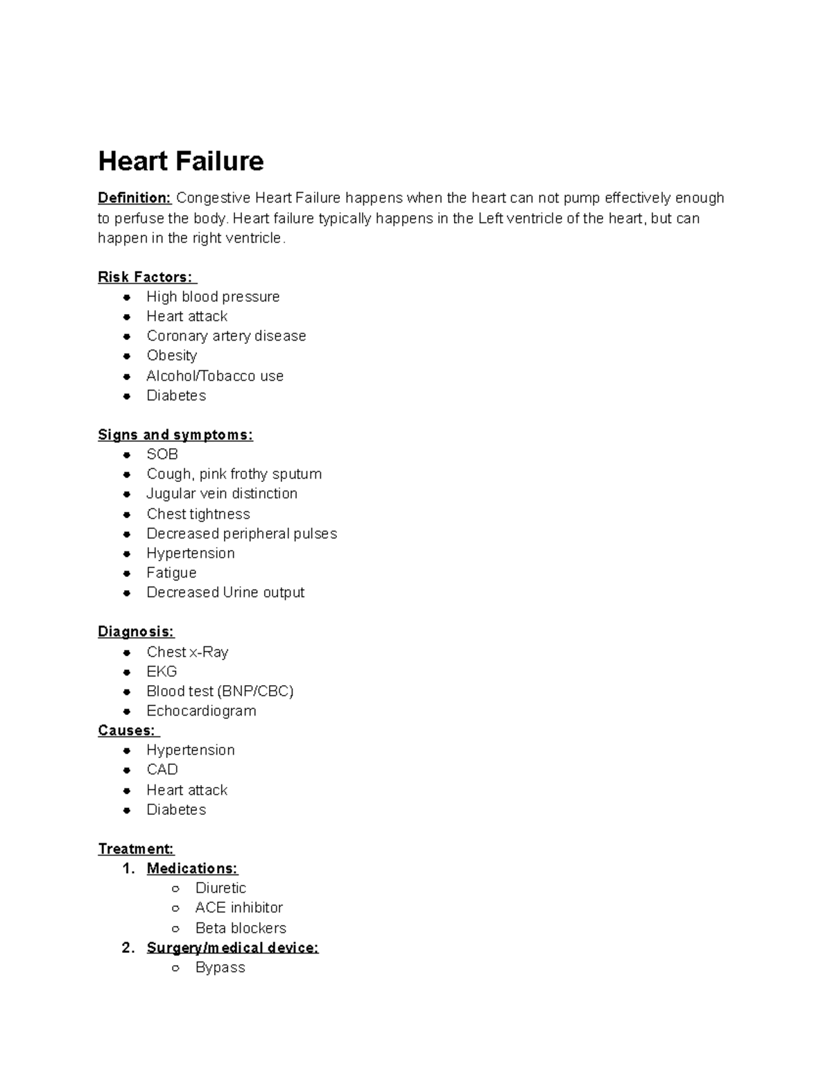 Heart Failure - concept map - Heart Failure Definition: Congestive ...