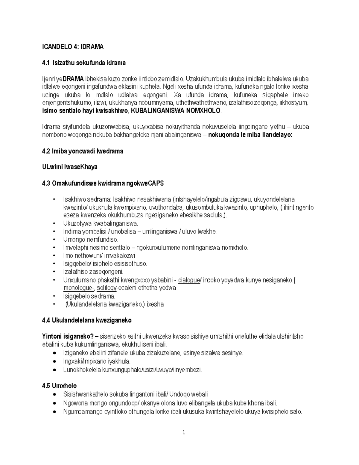 icandelo-4-idrama-4-1-izifundo-zedrama-iimfuno-isakhiwo-kunye