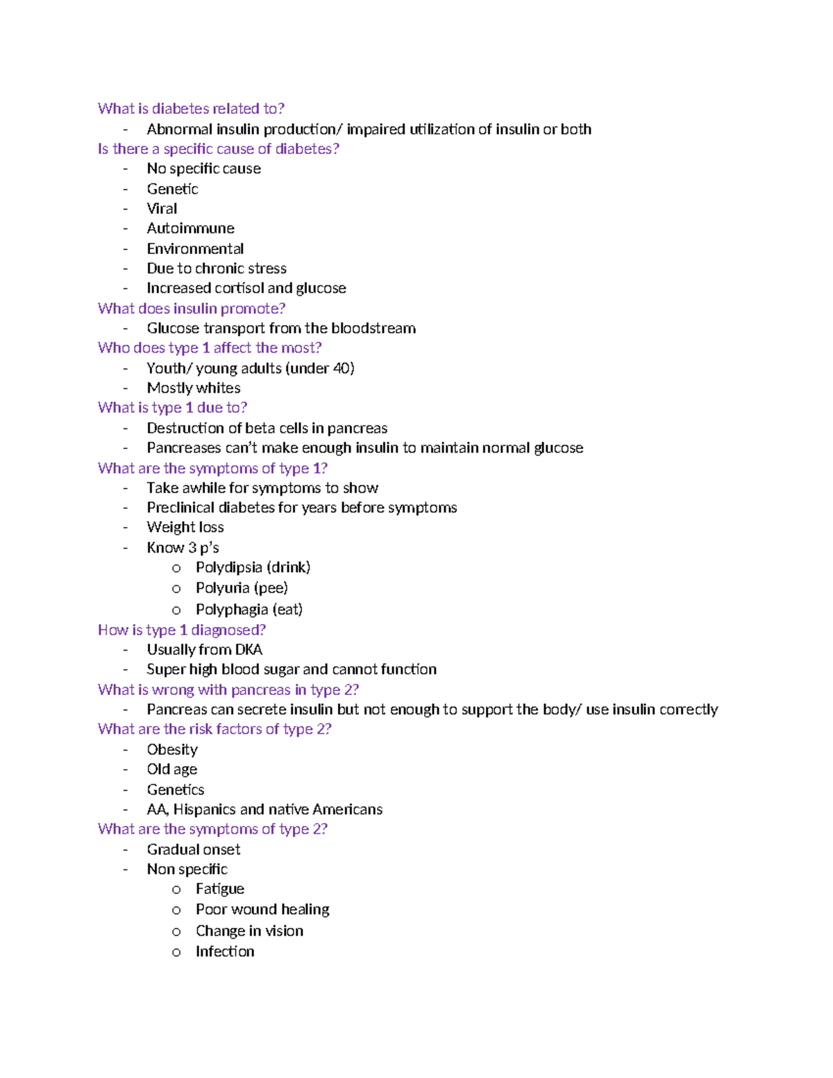 Diabetes - note - What is diabetes related to? - Abnormal insulin ...
