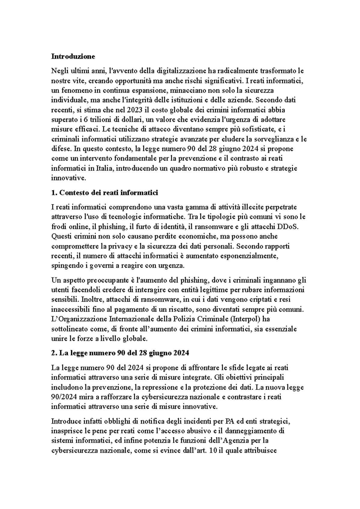 Legge numero 90 del 2024: misure e sfide nella cybersicurezza - Studocu