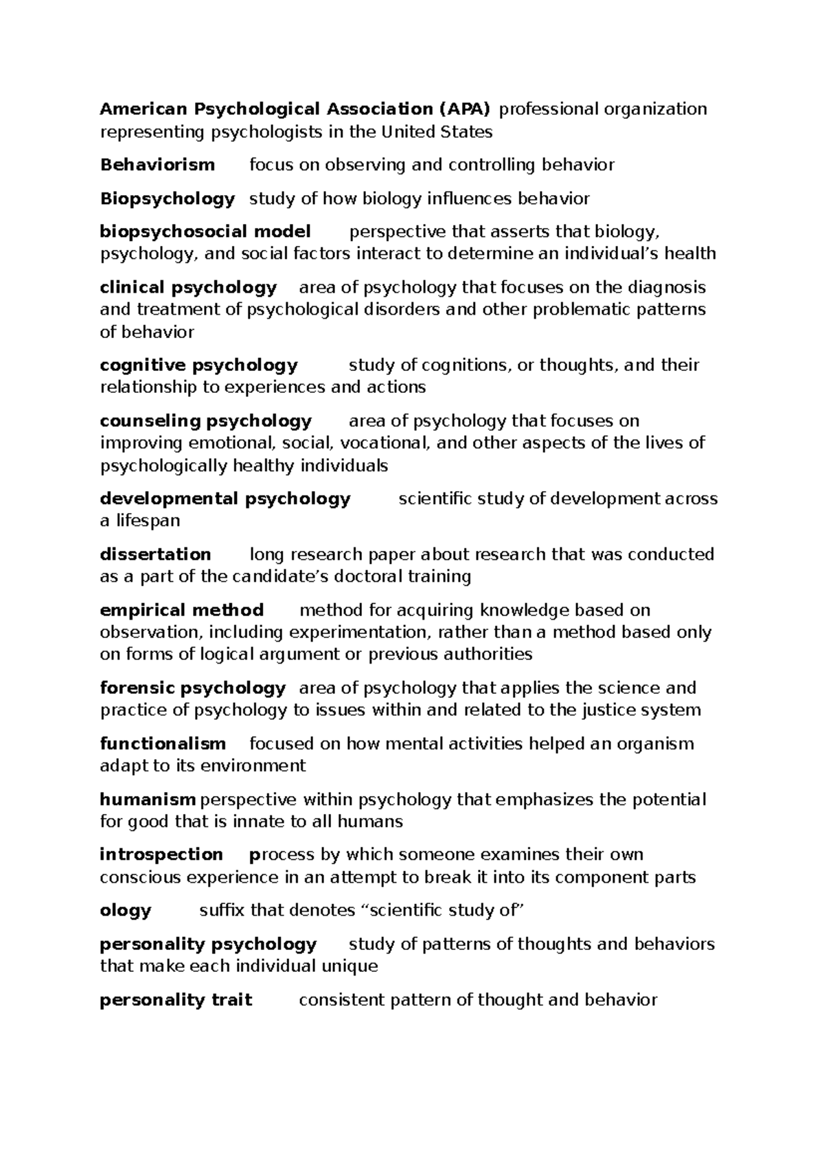 Ch 1 - Key Psychological Concepts and Terms (Psychology 101) - Studeersnel