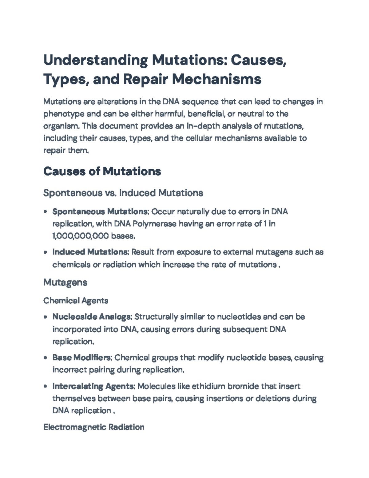 Understanding Mutations: Causes, Types & Repair Mechanisms in Genetics ...