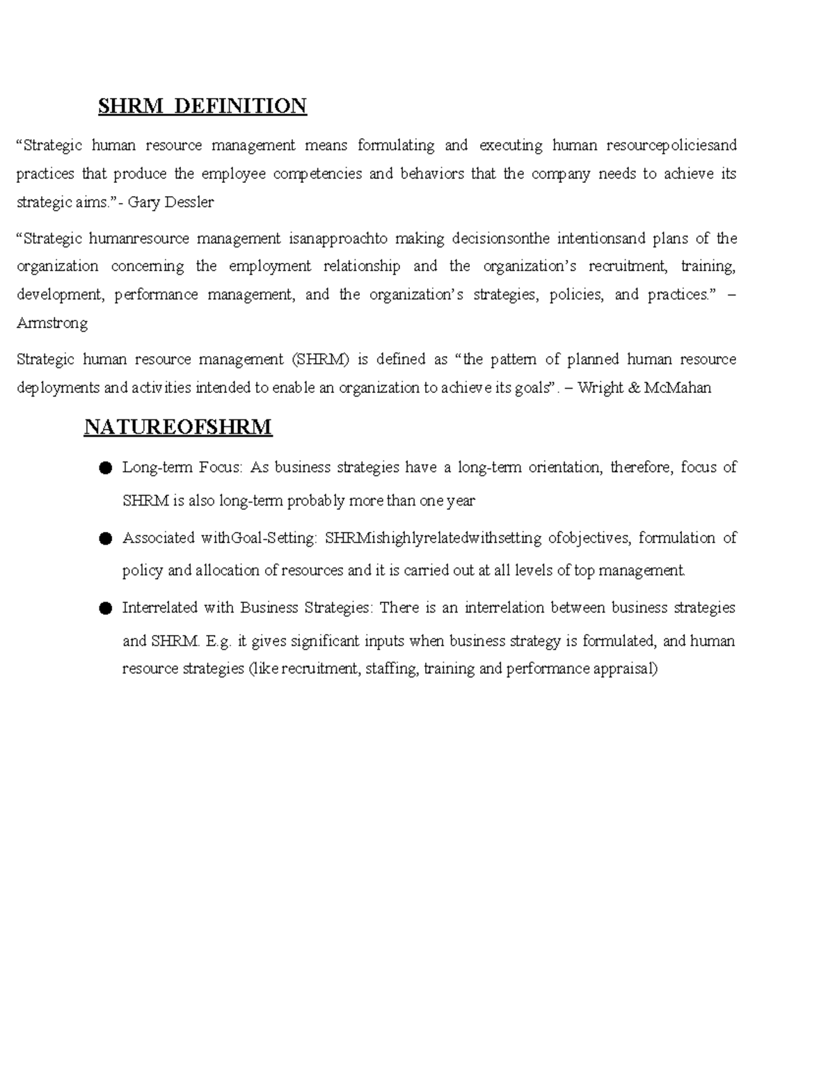 Strategic Human Resource Management (SHRM) Overview - Unit 1 Notes ...