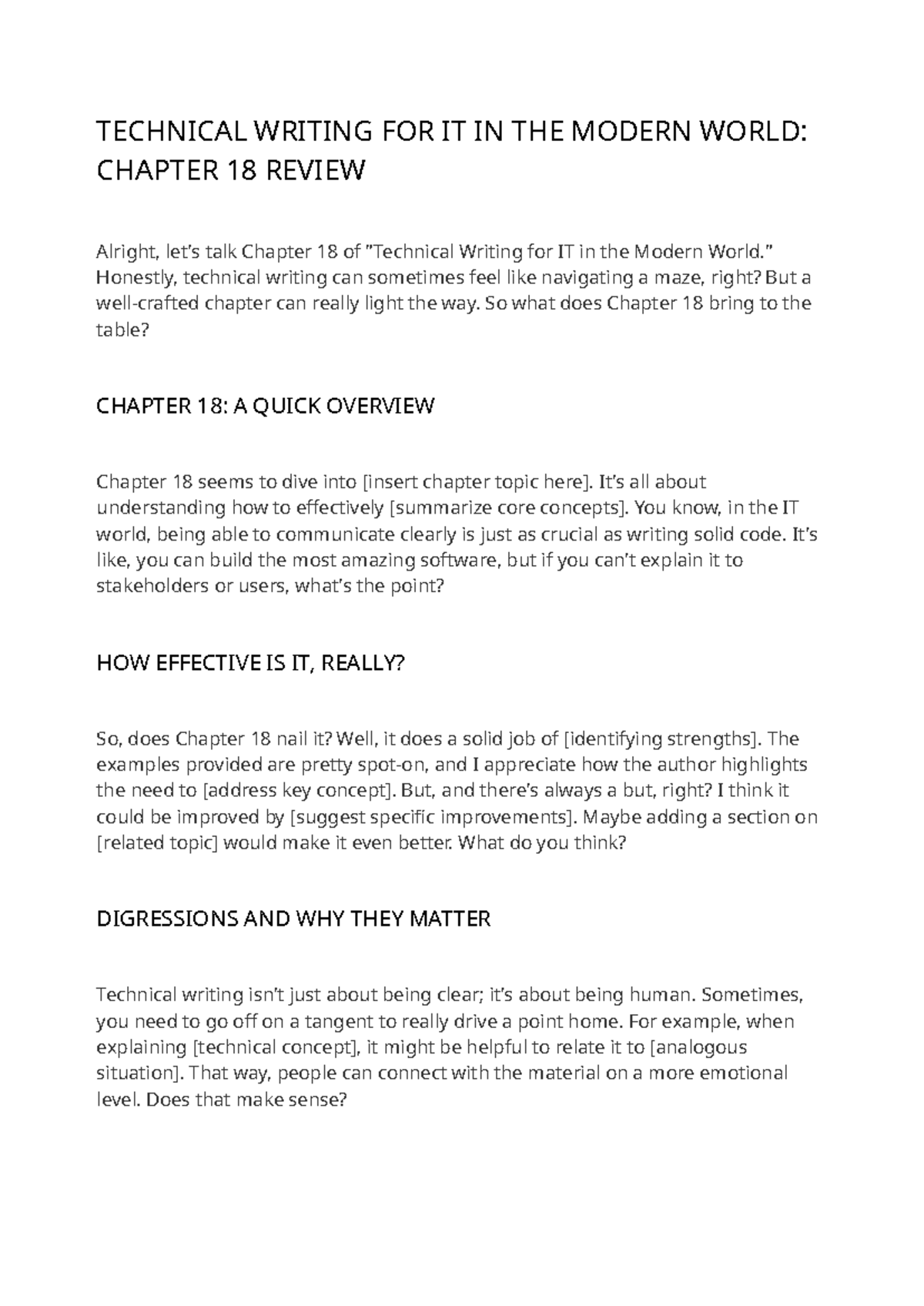 TECHNICAL WRITING FOR IT: CHAPTER 18 REVIEW (COMP ENG 101) - Studocu