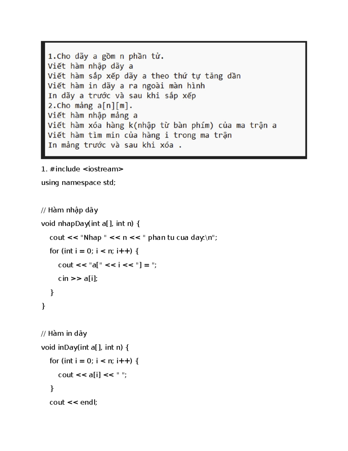 C++ Programming: Array and Matrix Operations (CS101) - Studocu