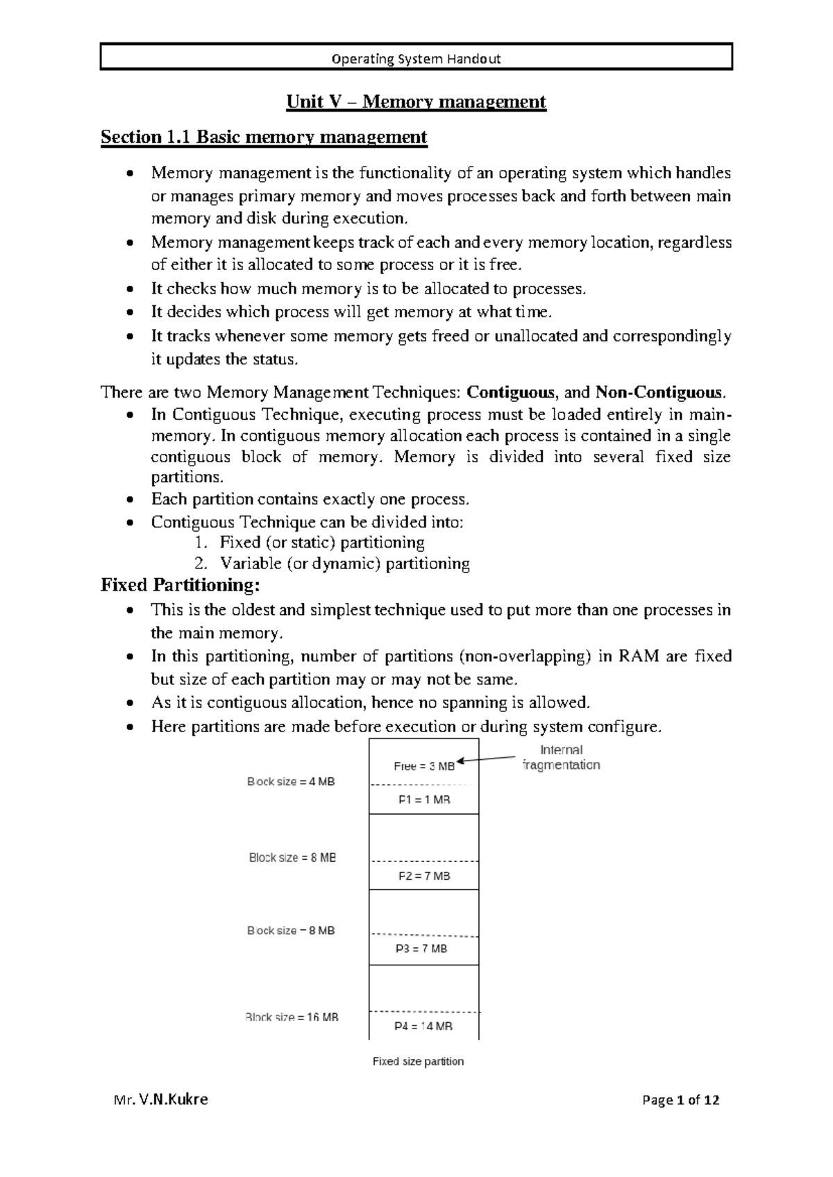 Memory-management - Please give me notes of OS unit 3 - Unit V – Memory ...