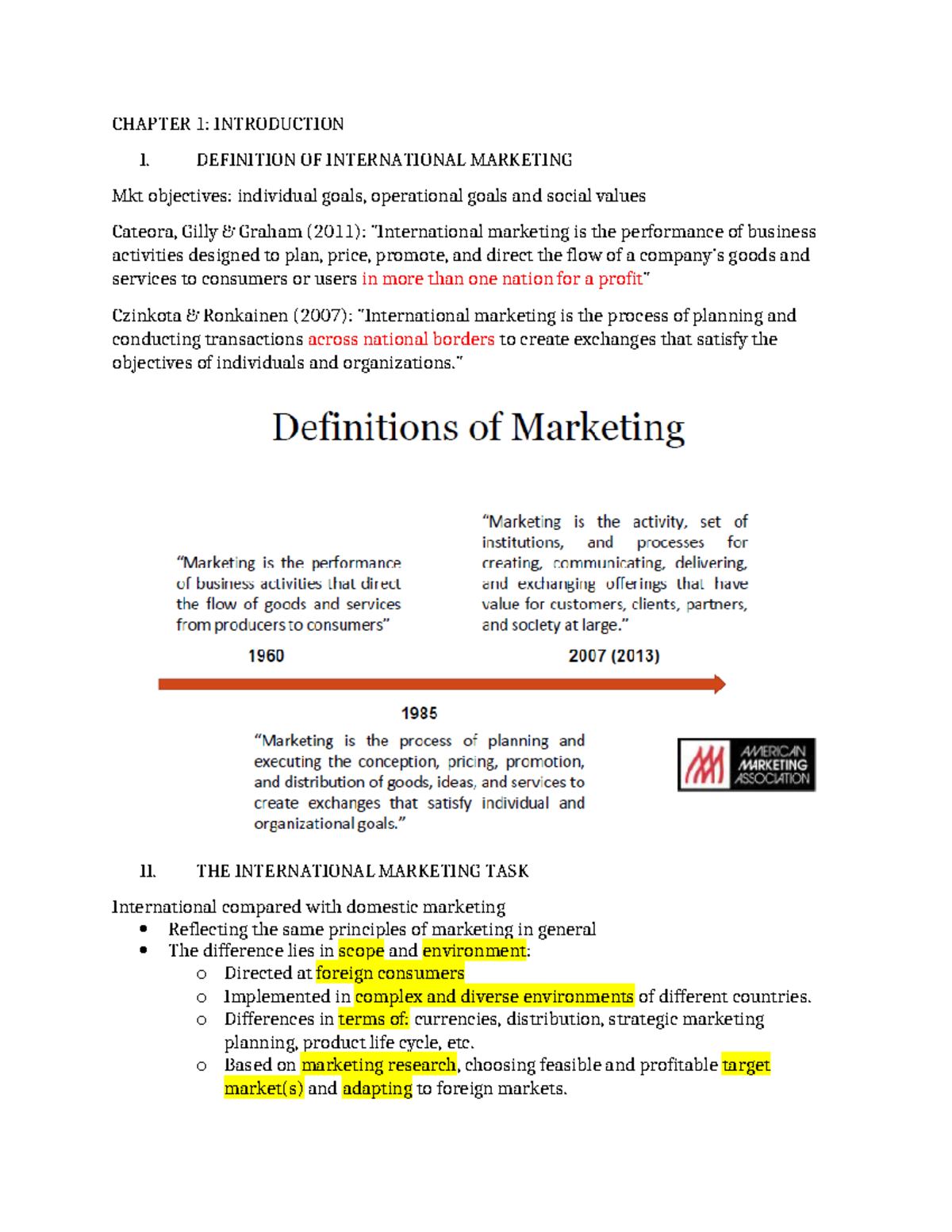 CHAPTER 1: INTRODUCTION TO INTERNATIONAL MARKETING (MKT 101) - Studocu