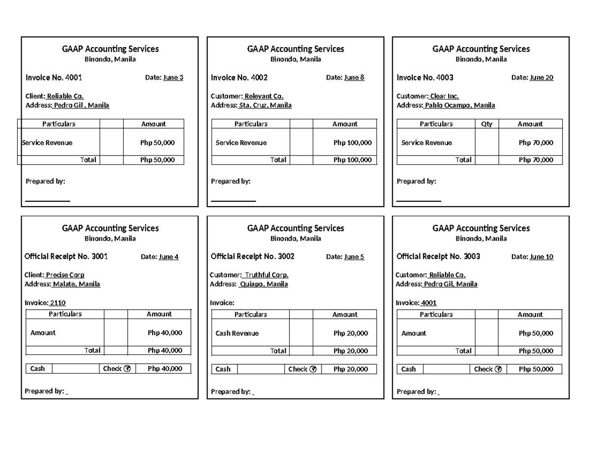 GAAP Accounting Services: Invoice & Payment Records (Mock Test) - Studocu