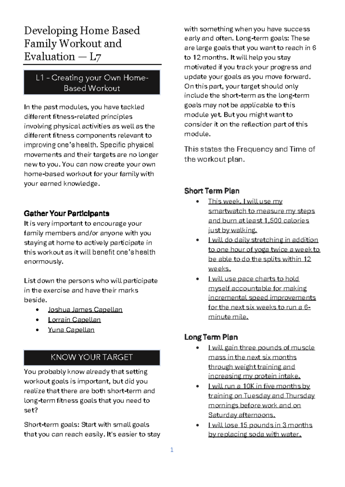 Physical Education W3W4: Home-Based Family Workout Guide - Studocu