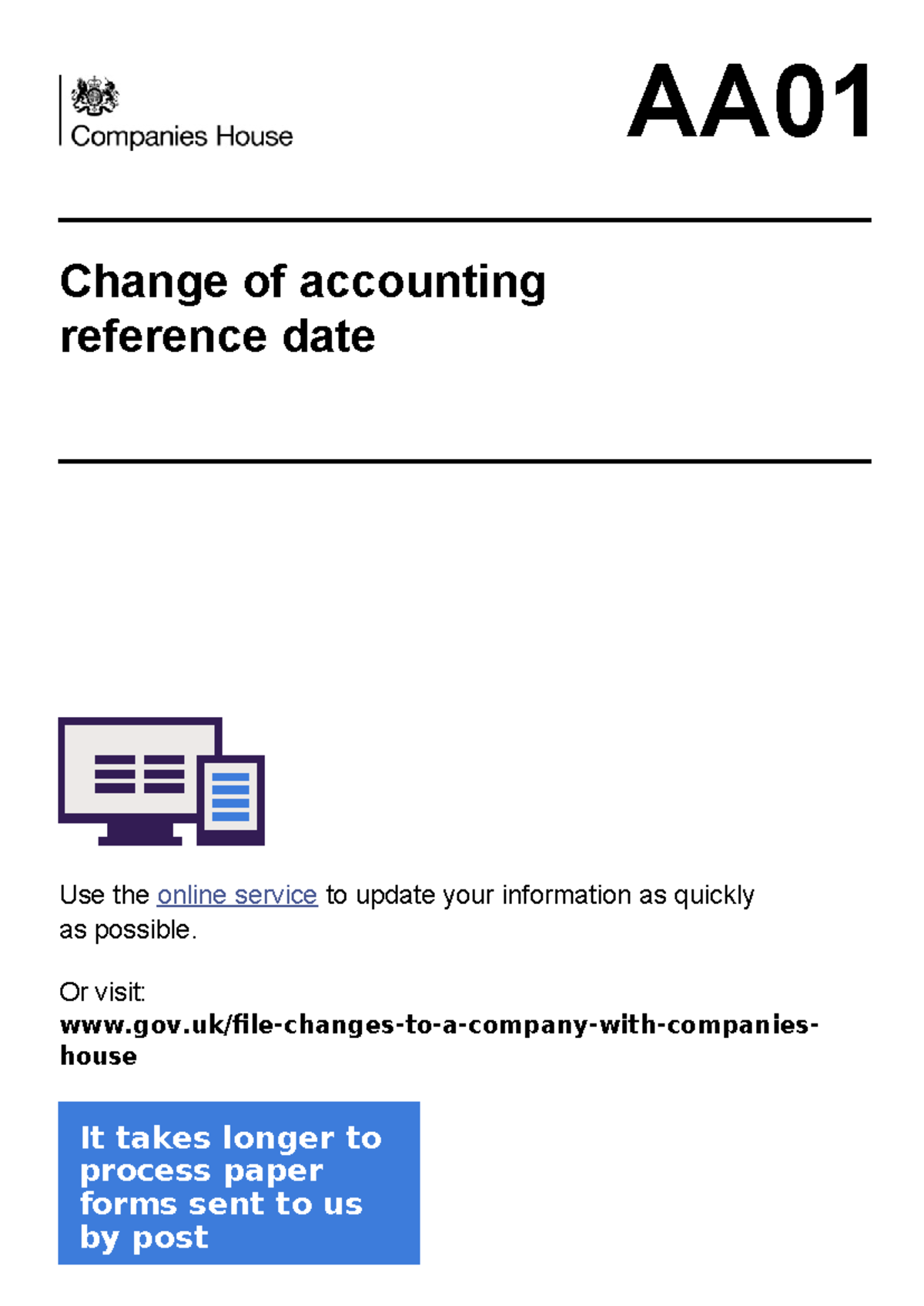 AA01 V6 - form that needs to be submitted to change the accounting ...