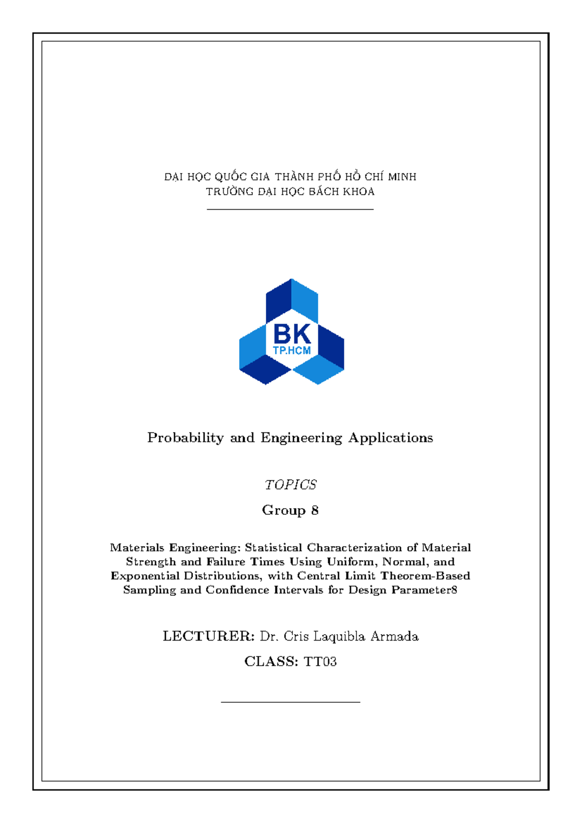 Group 8-TT03: Probability & Engineering Applications Lecture Notes ...