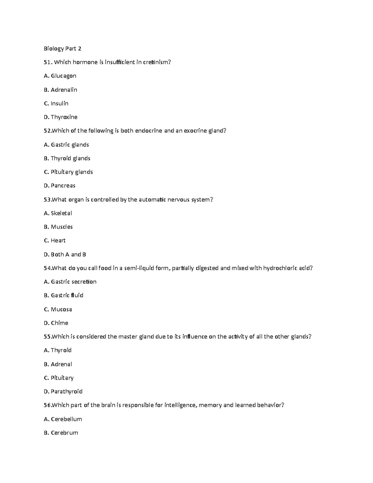Biology 202: Comprehensive Study Guide for Part 2 - Studocu