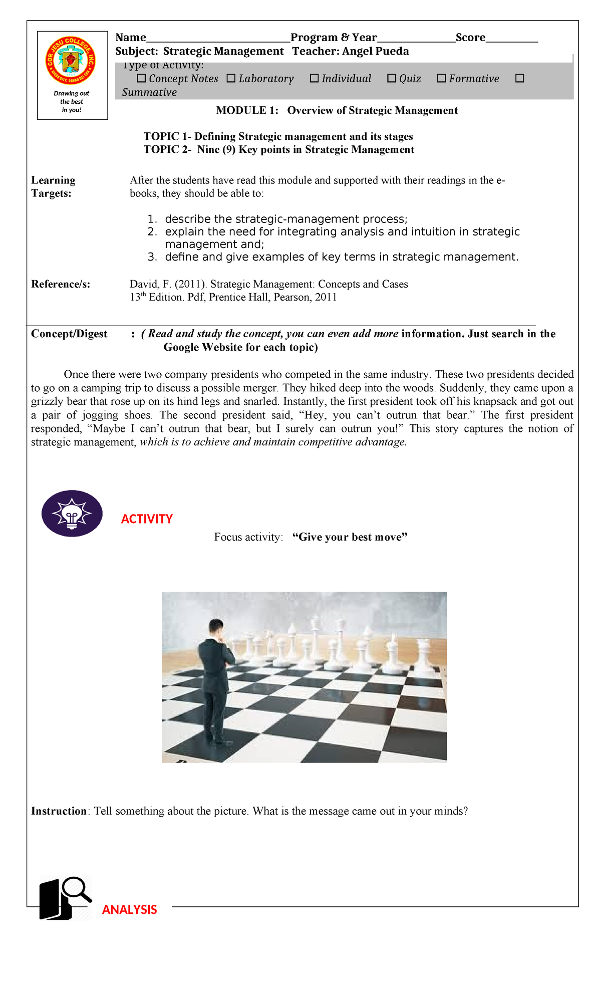 Strategic Management Overview: Module 1 Insights and Key Topics - Studocu