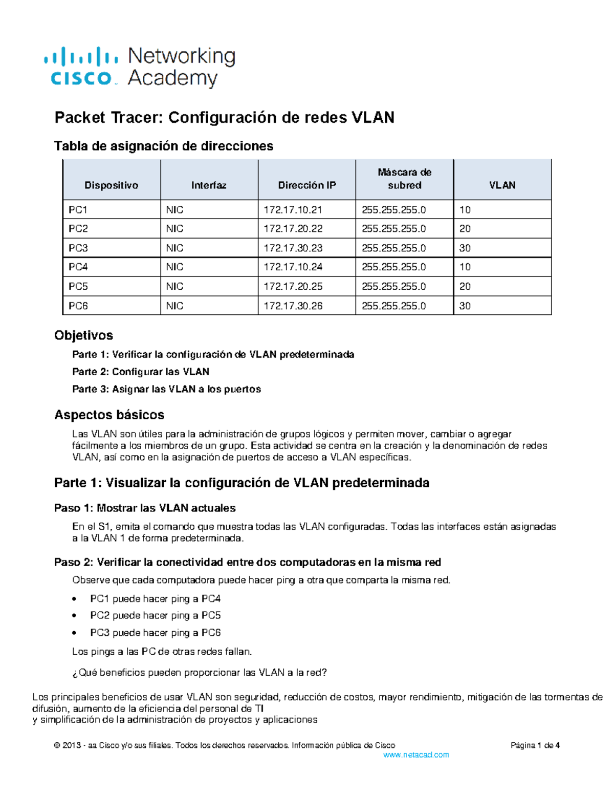 Packet Tracer: Configuración de VLAN en CCN2 - Guía Completa - Studocu
