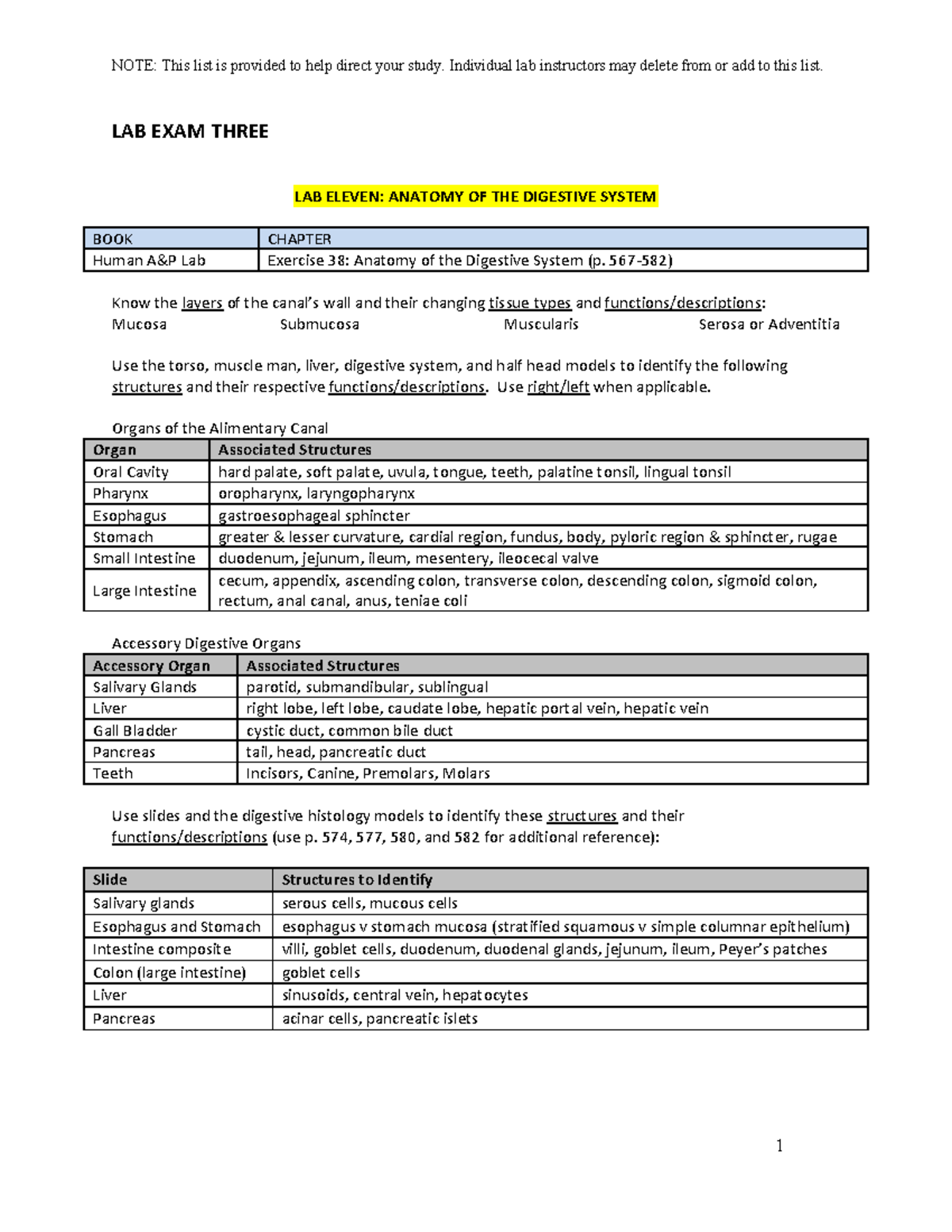 Lab Exam Study Guide: Anatomy of Human Systems - Studocu