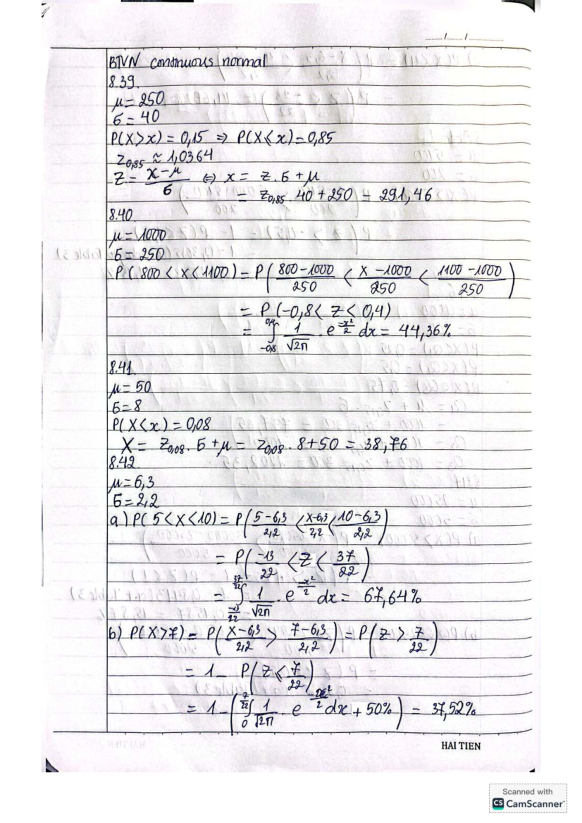 BTVN: BT Normal Distribution - Key Concepts and Examples - Studocu