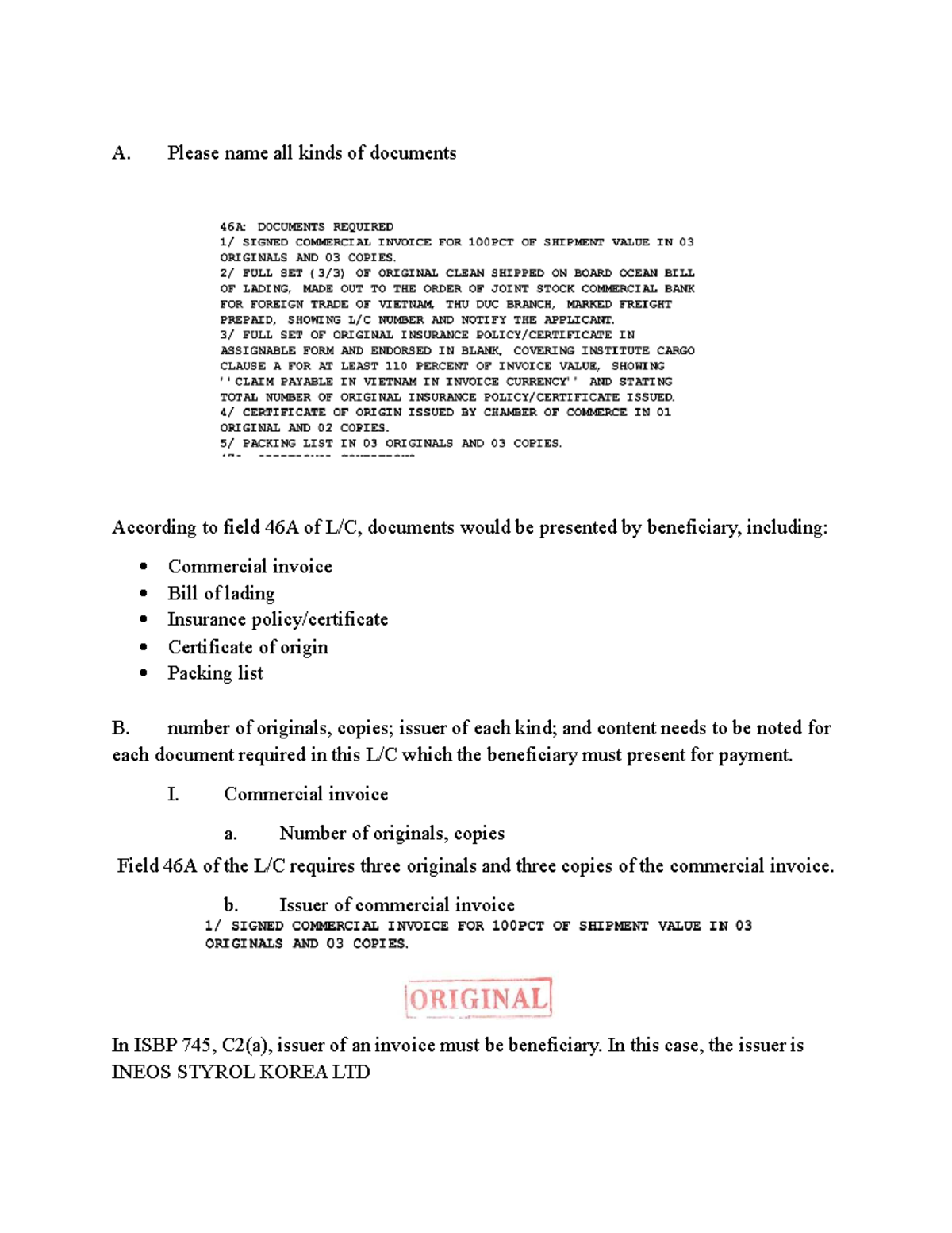 Document Types and Requirements for Field 46A Compliance - Studocu