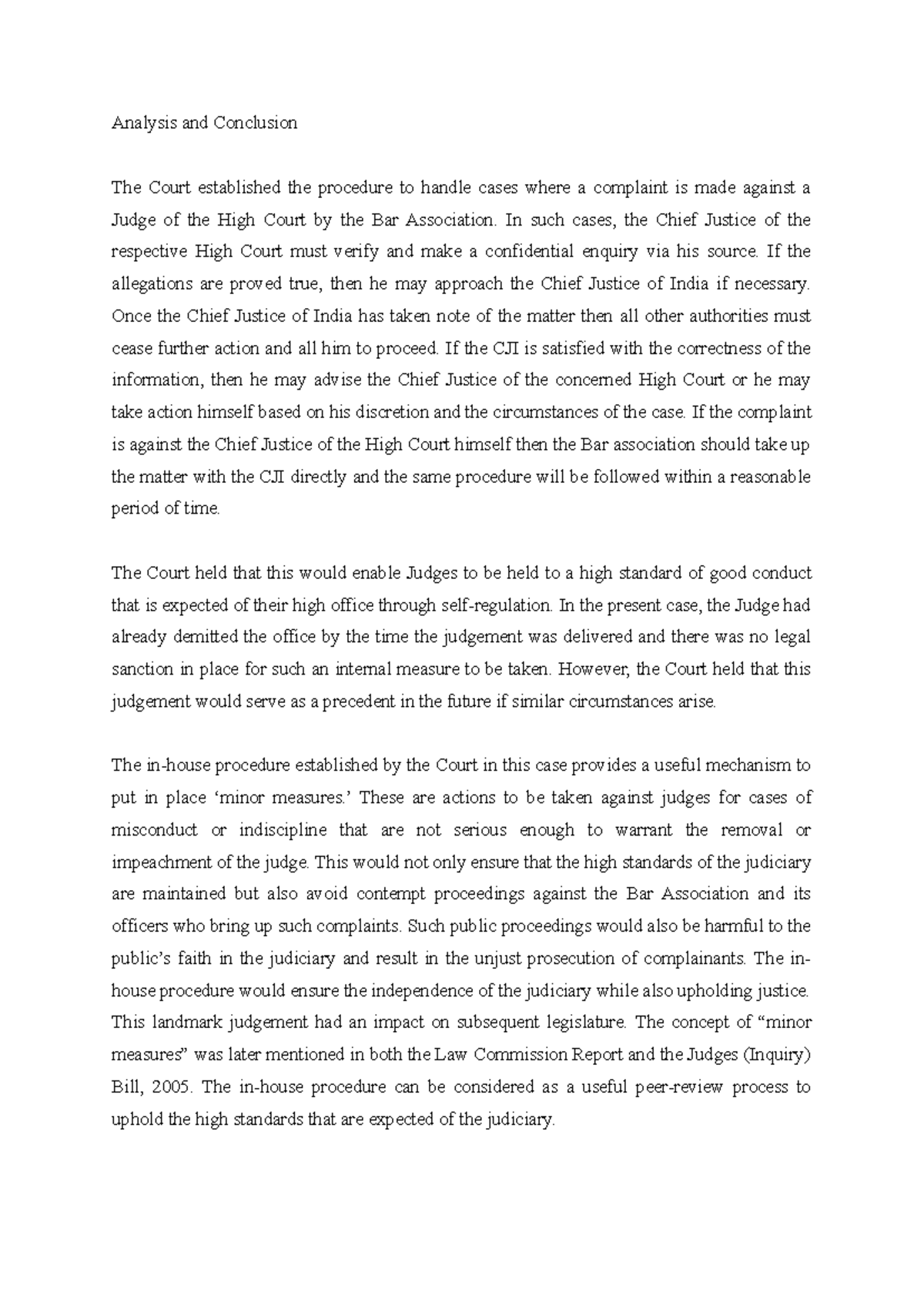 Analysis and Conclusion Case Brief - Analysis and Conclusion The Court ...