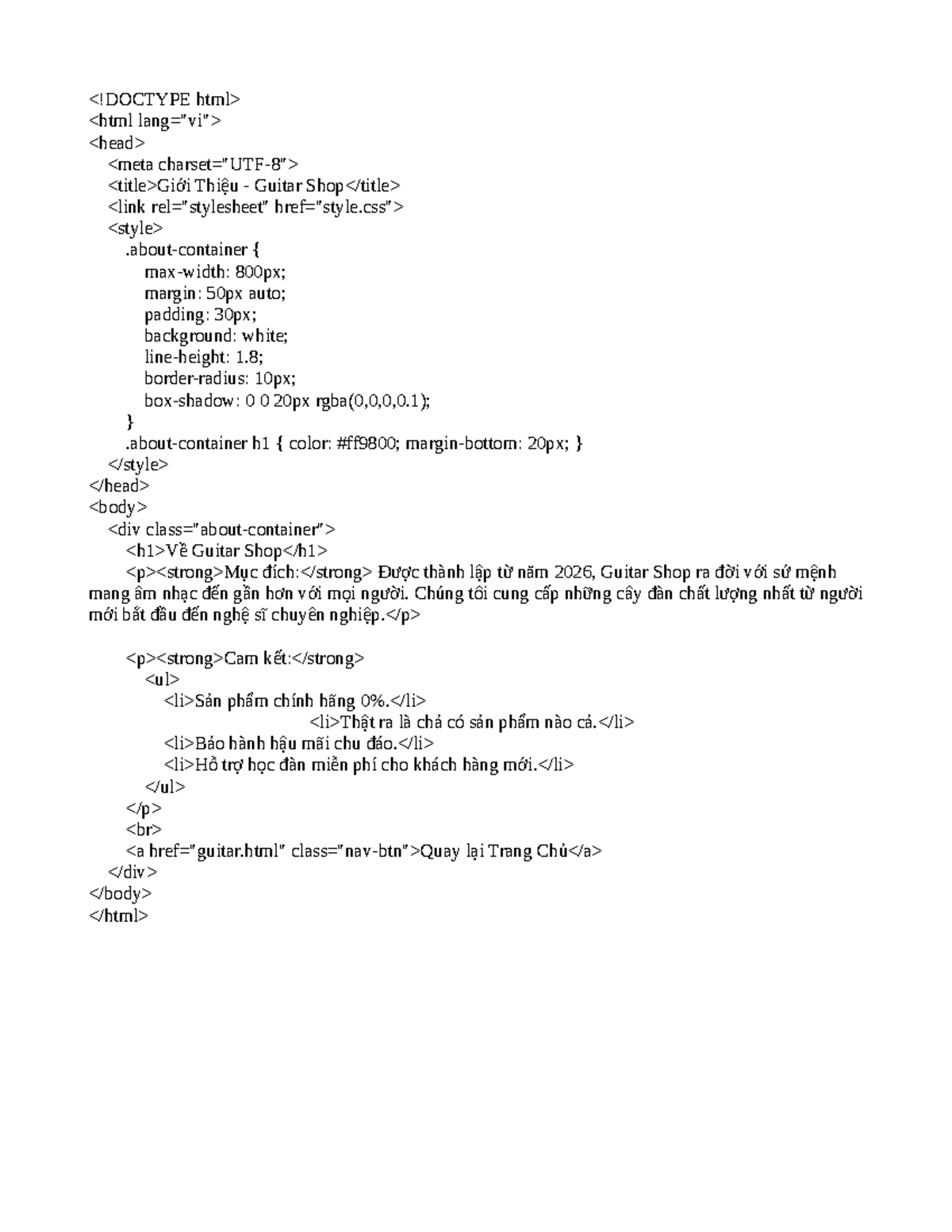 About us html - Mẫu code web giới thiệu web guitar-file html