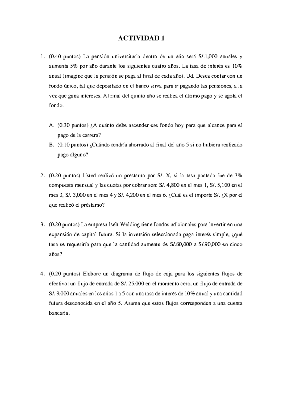 Actividad 1: Cálculos de Fondos y Flujos de Efectivo - Studocu
