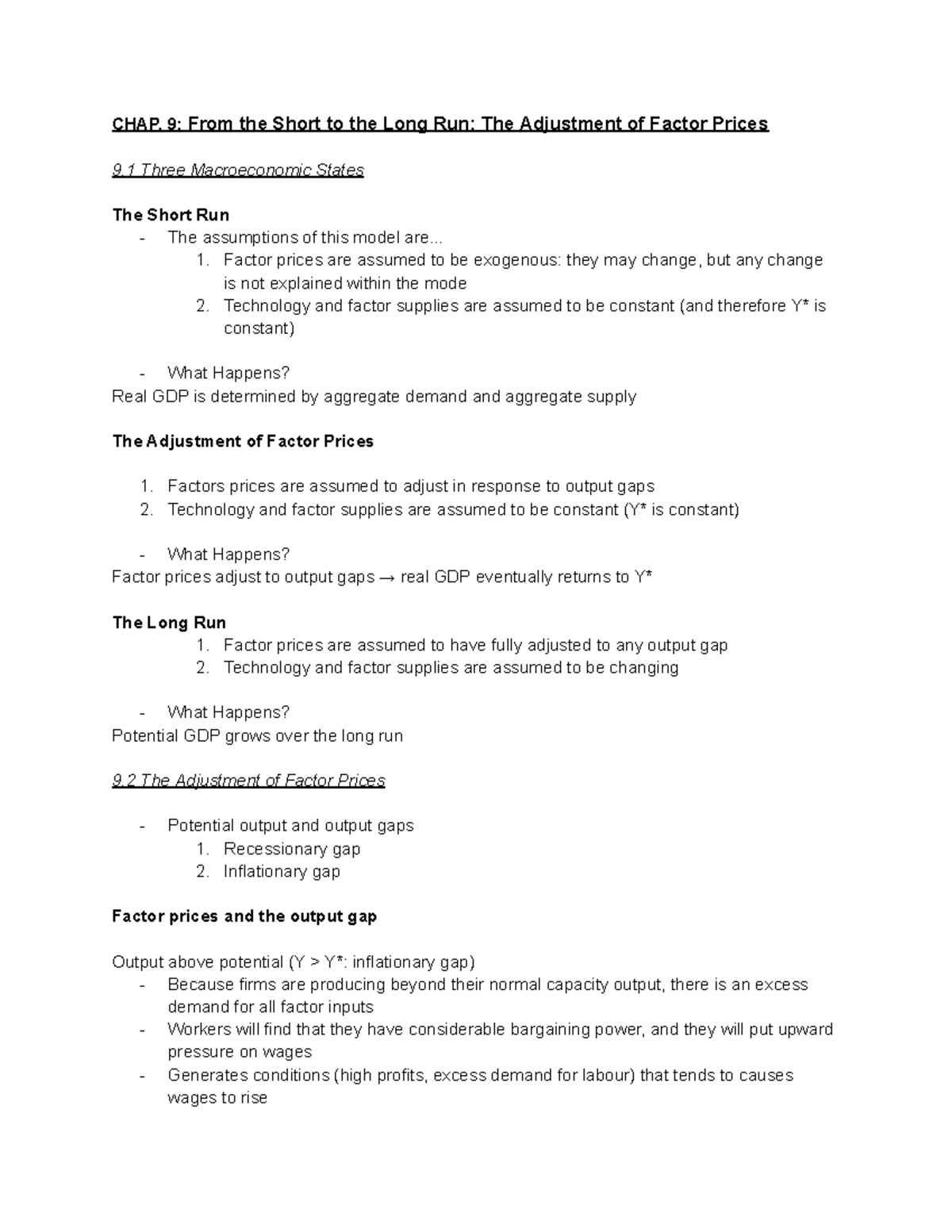 ECON 101: Midterm 2 Study Notes on Factor Prices and Economic Growth ...