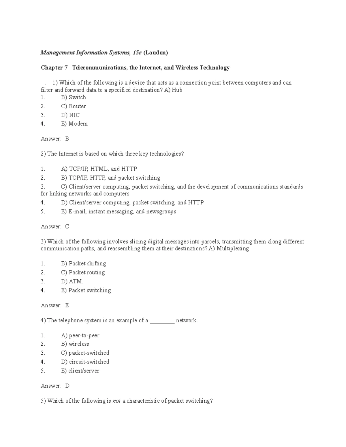 Chapter+8 - test bank for mid-term - Management Information Systems ...