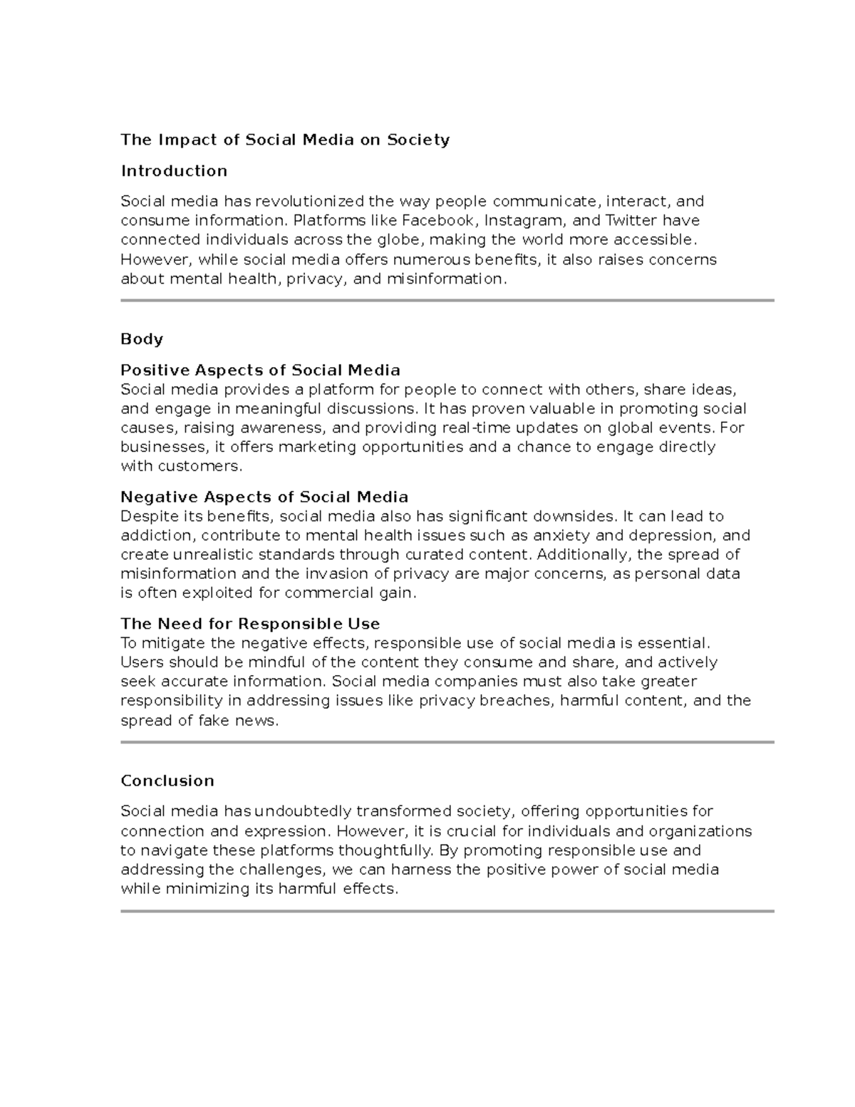The Impact of Social Media on Society - The Impact of Social Media on ...