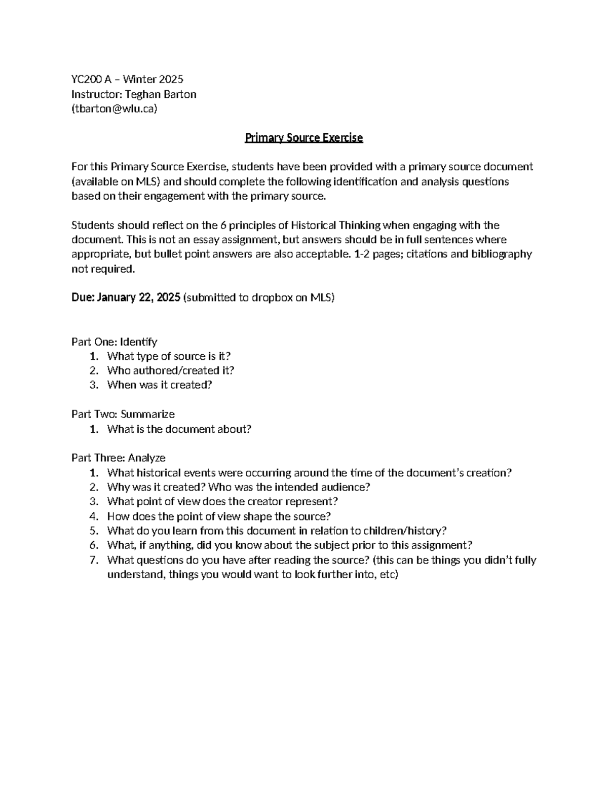 YC200 A Winter 2025 Primary Source Exercise Analysis Guide - Studocu