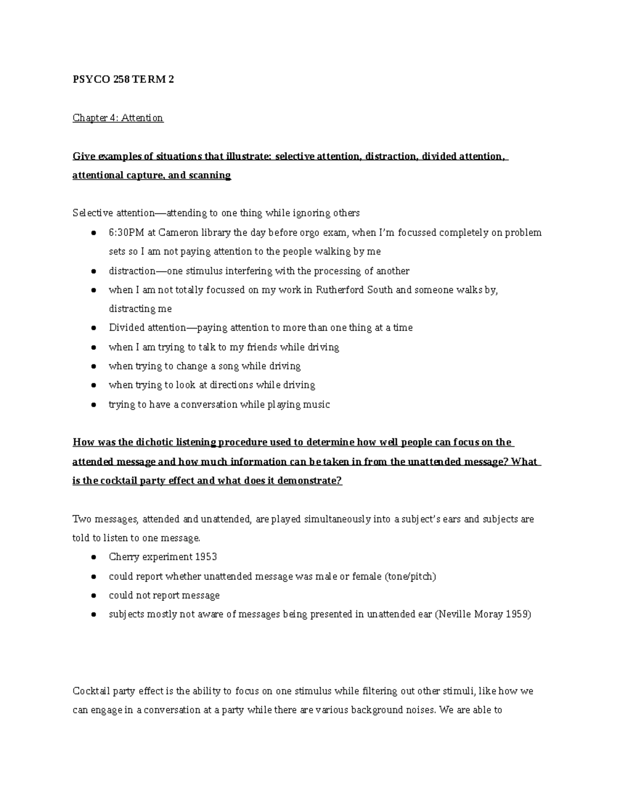 PSYCO 258 CH4 Attention - Key Concepts and Review Questions - Studocu
