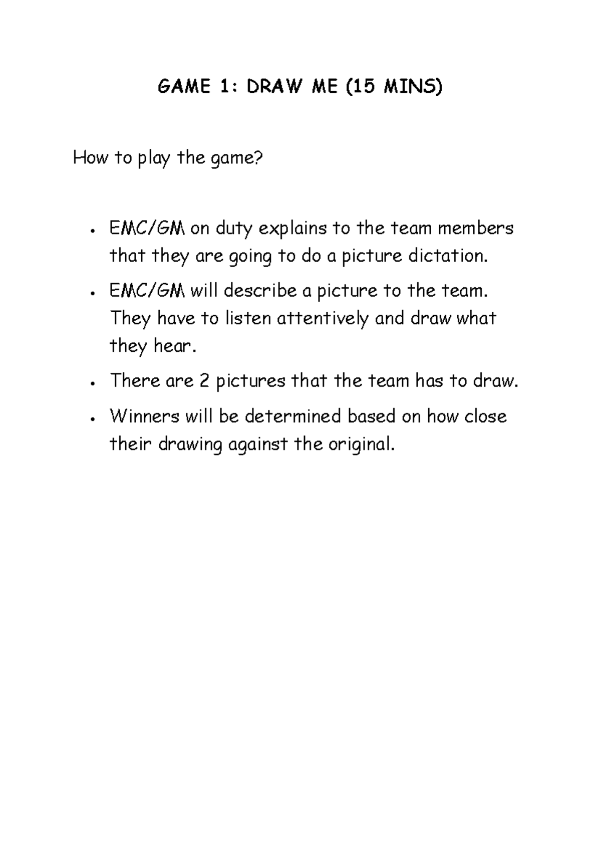 GAME 1 DRAW ME - file no. 6 - English - GAME 1 : DRAW ME (15 MINS) How ...