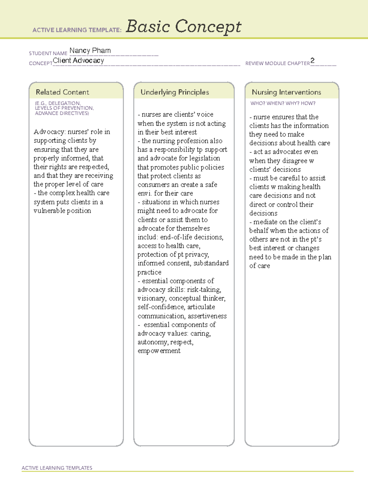 Basic concept restricted copy 3 - NURS 407 - ACTIVE LEARNING TEMPLATES ...
