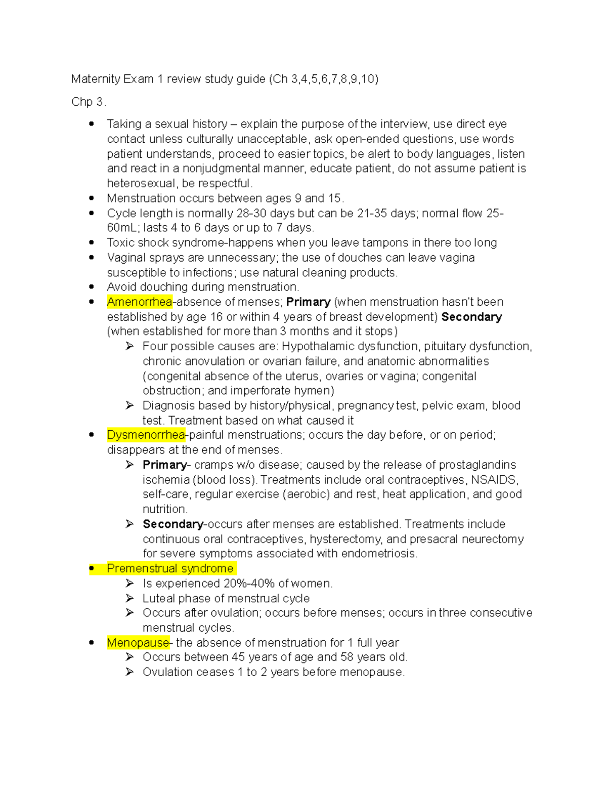 Maternity Exam 1 Study Guide: Key Concepts and Review (Ch 3-10) - Studocu
