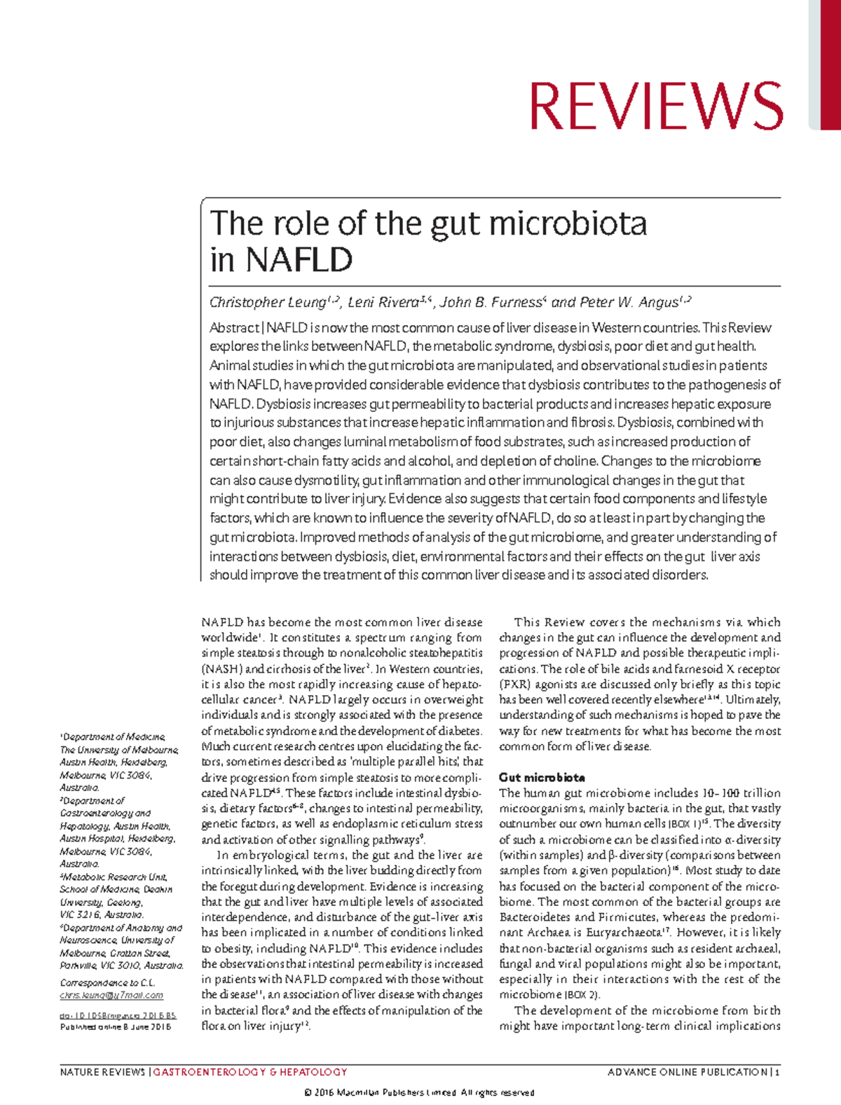 The Role of Gut Microbiota in NAFLD: Insights and Implications (2016 ...