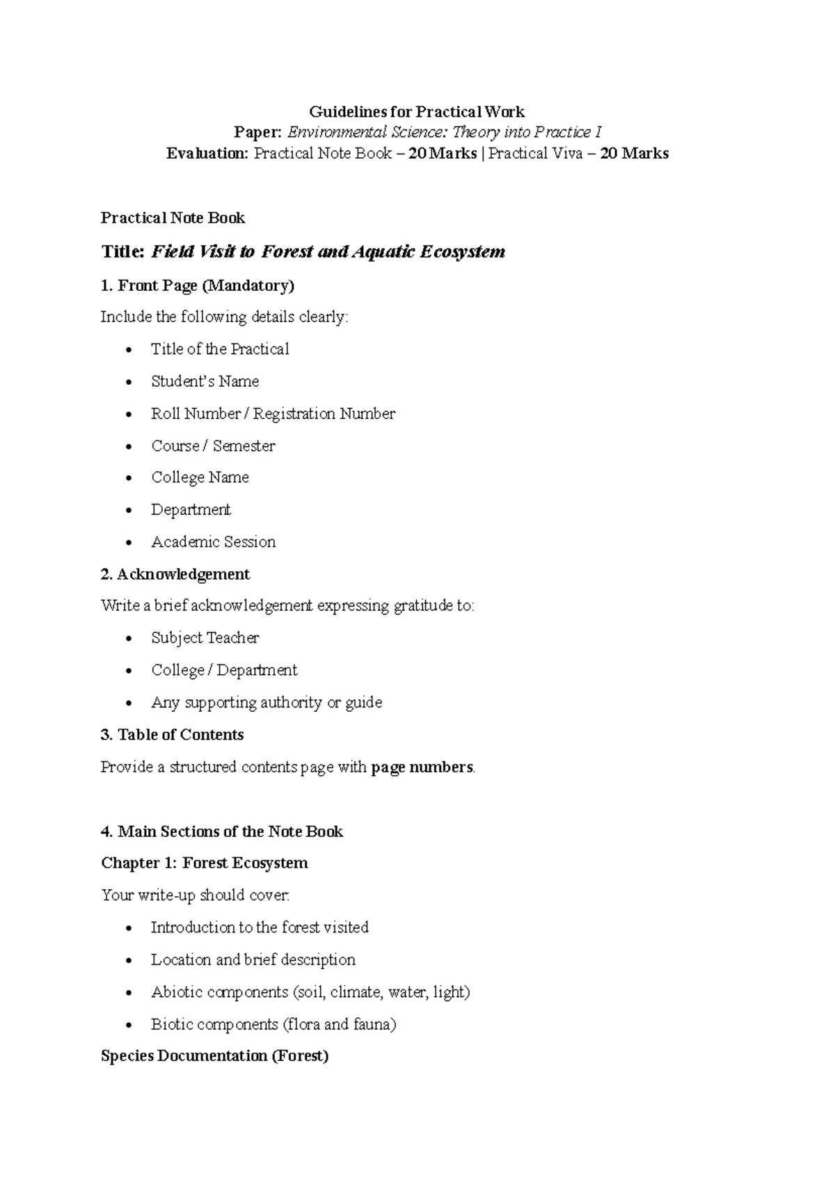 Guidelines for Practical Work: Environmental Science (Theory into ...