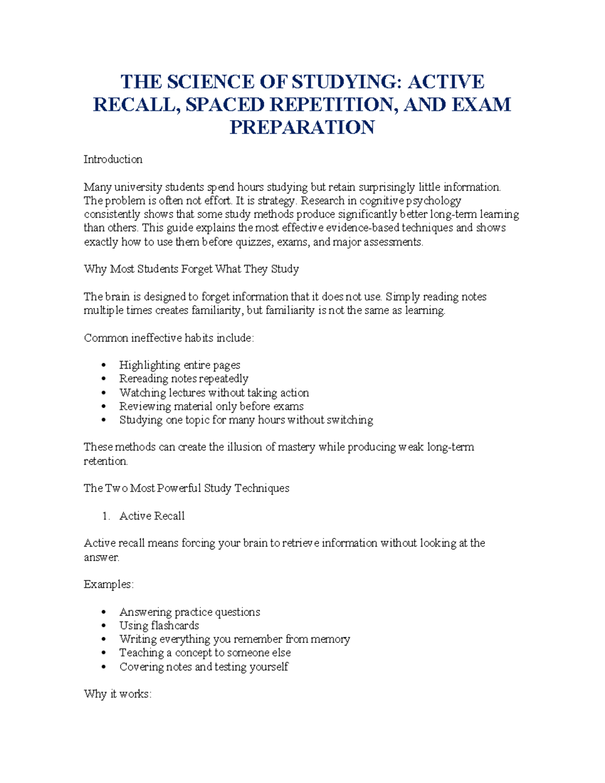 Effective Study Techniques: Active Recall & Spaced Repetition Guide ...