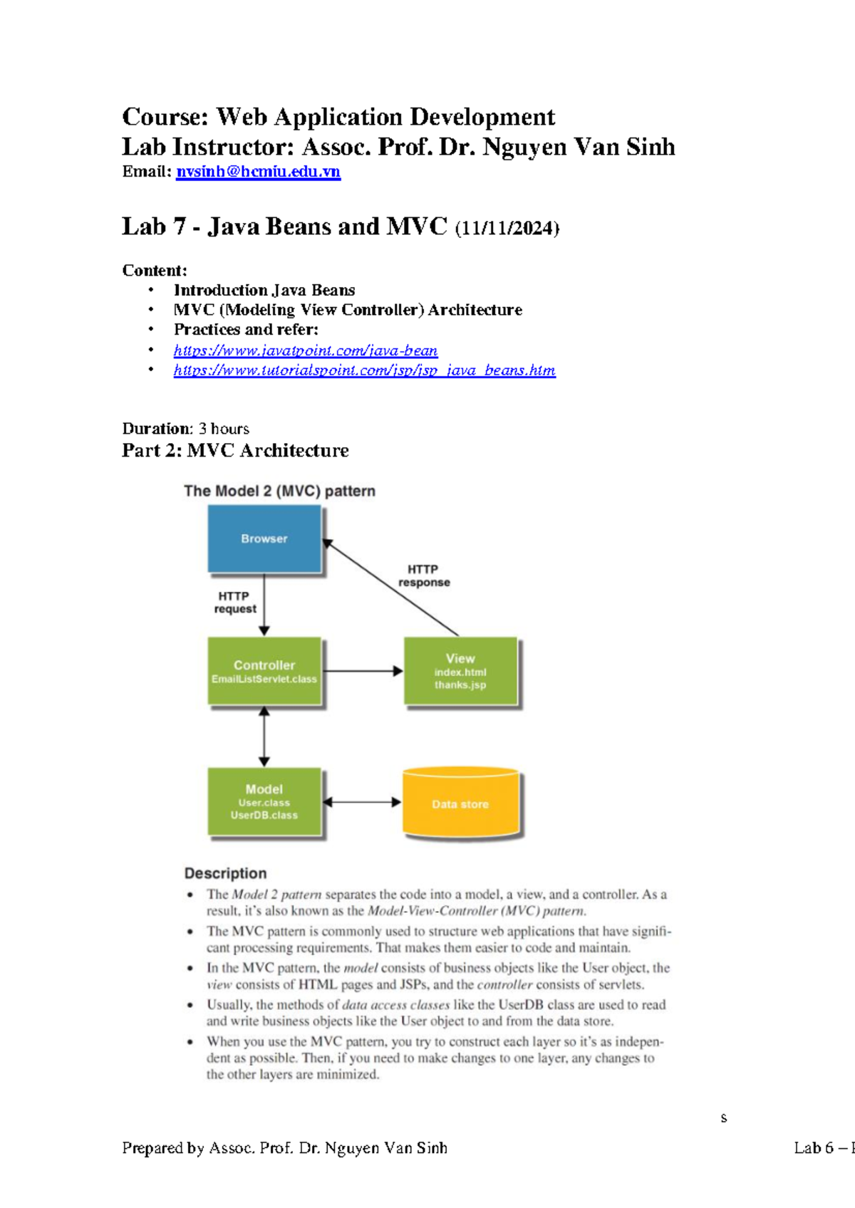 Lab 7 - Exploring Java Beans and MVC Architecture (WAD 2024) - Studocu