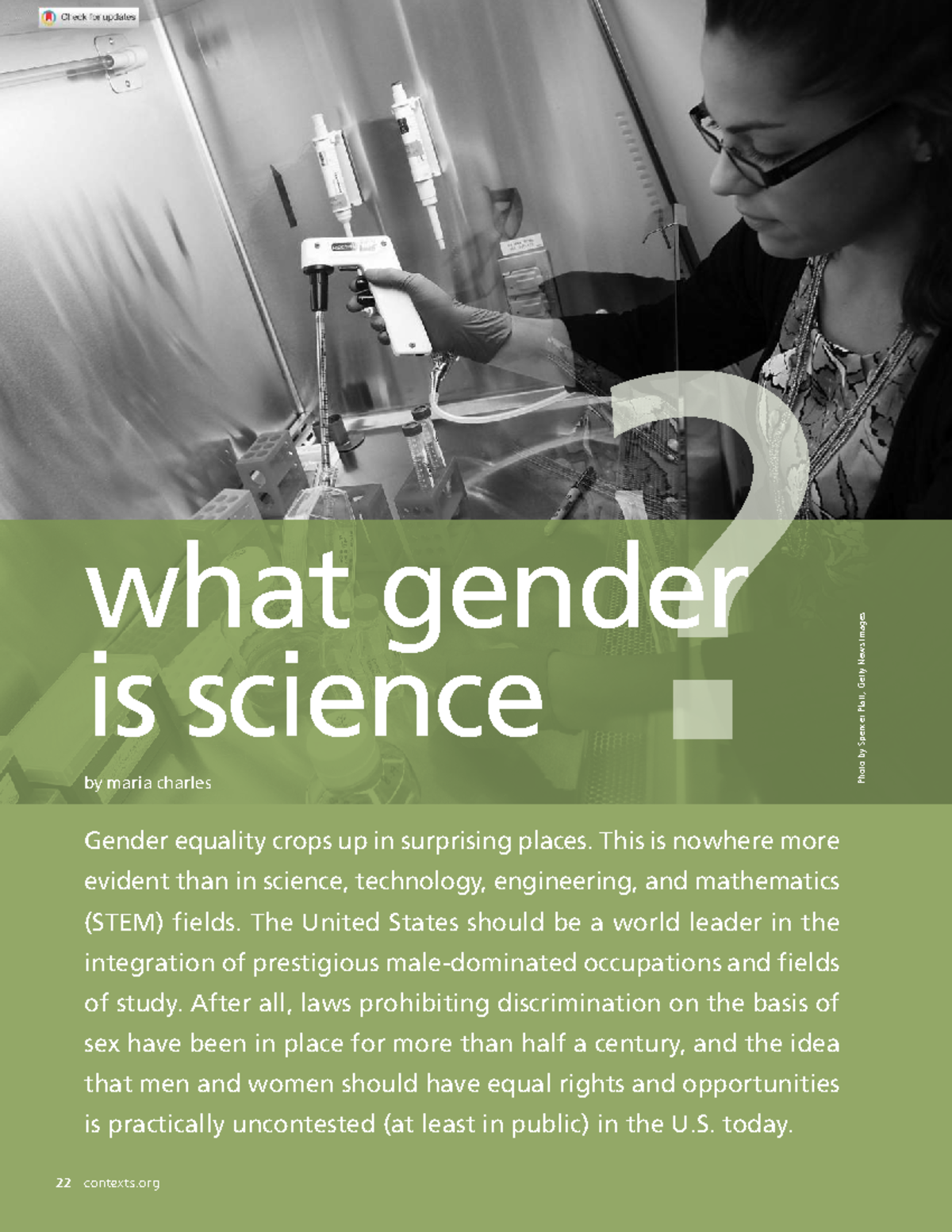Gender Equality in STEM: A Global Perspective - Studocu