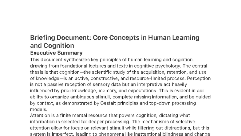 Core Concepts in Human Learning & Cognition (PSY 101) - Briefing ...