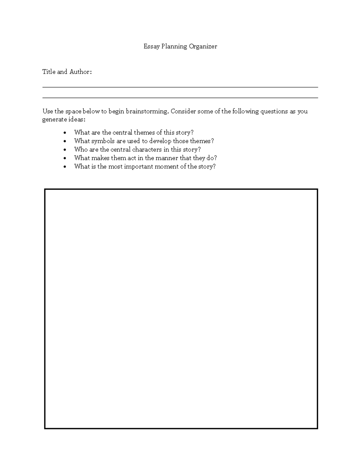 Essay Planning Organizer - A Comprehensive Guide for Structuring Your ...