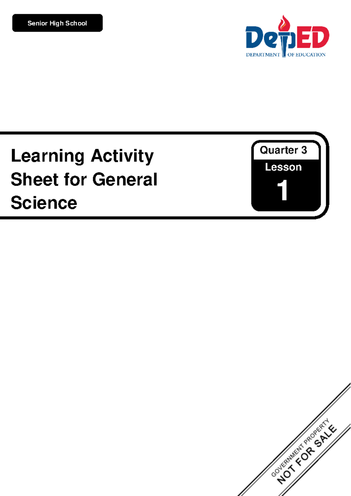 SHS Core GS Q3 LAS1 - General Science Learning Activity Sheet - Studocu