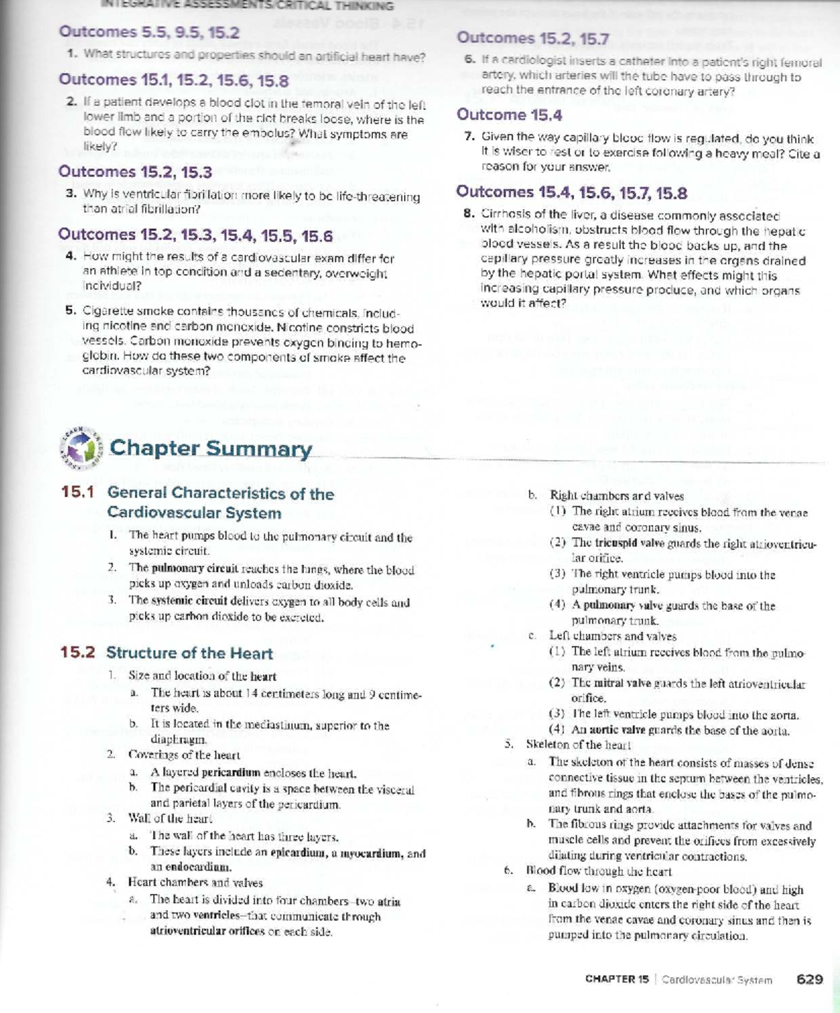 Chapter 15 Cardiovascular System: Key Concepts and Outcomes - Studocu