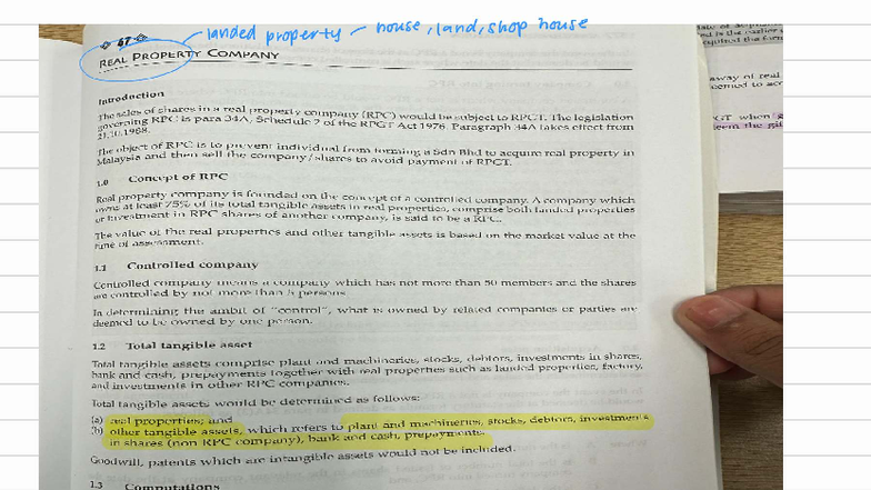 RPC 240614 - Lecture Notes on Real Property Companies and RPGT - Studocu