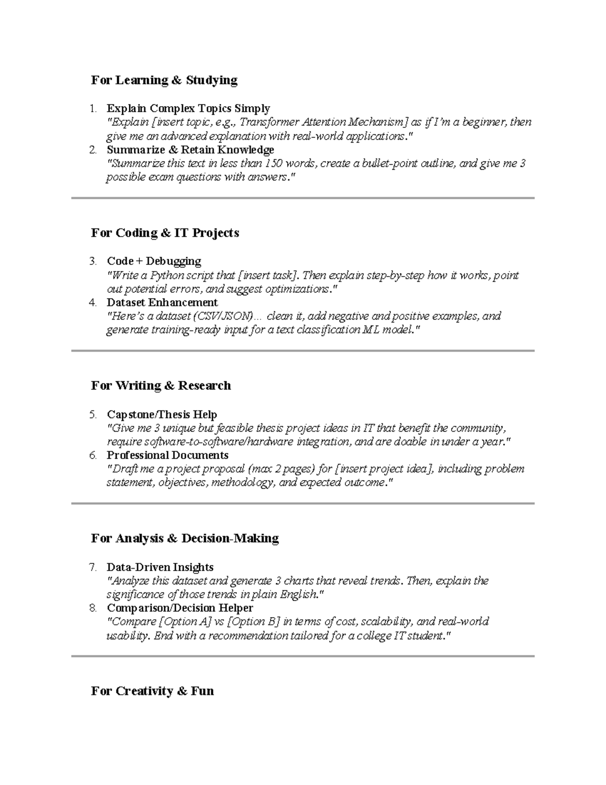 IT Projects: Comprehensive Study Prompts for Learning & Research - Studocu